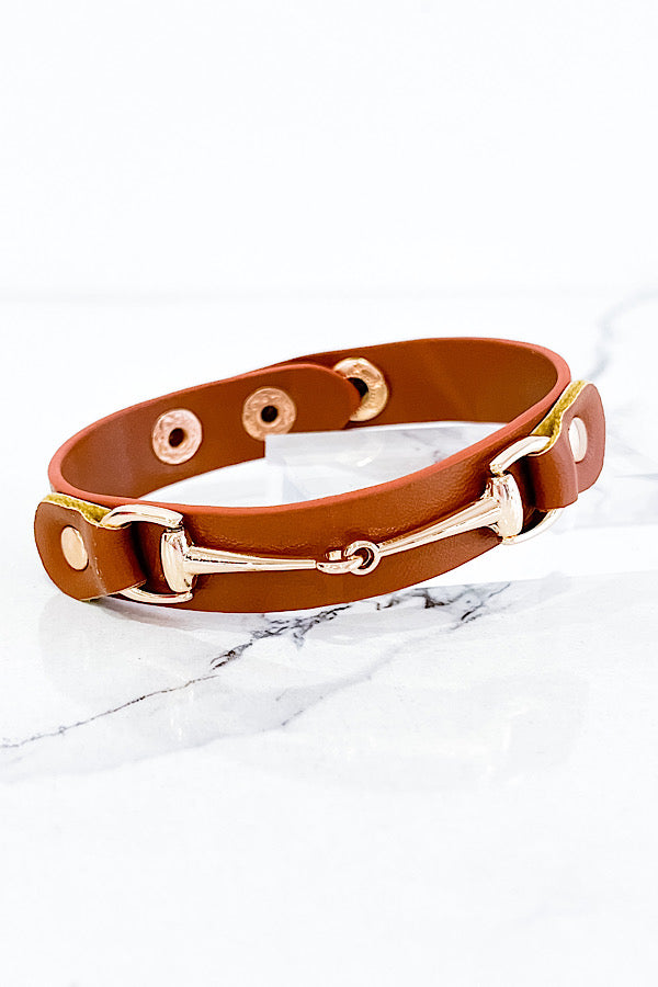 Brown Equestrian Style Leather Bracelet