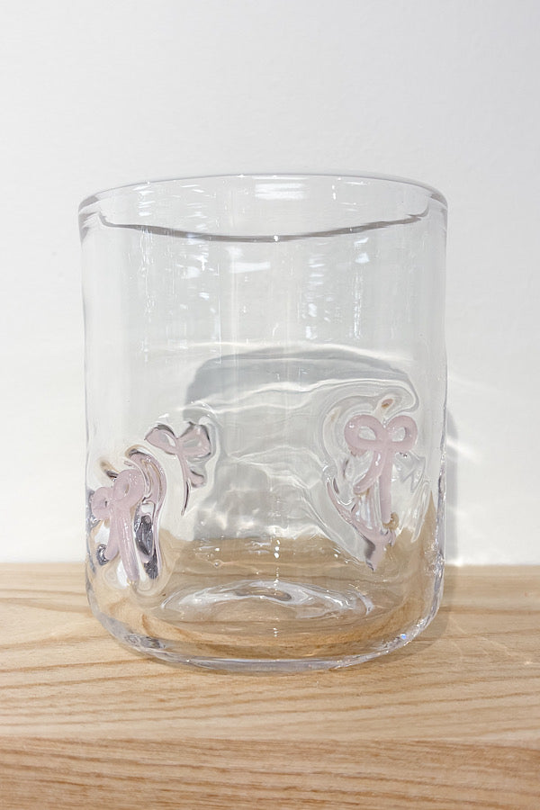 Light Pink Bow Drinking Glass