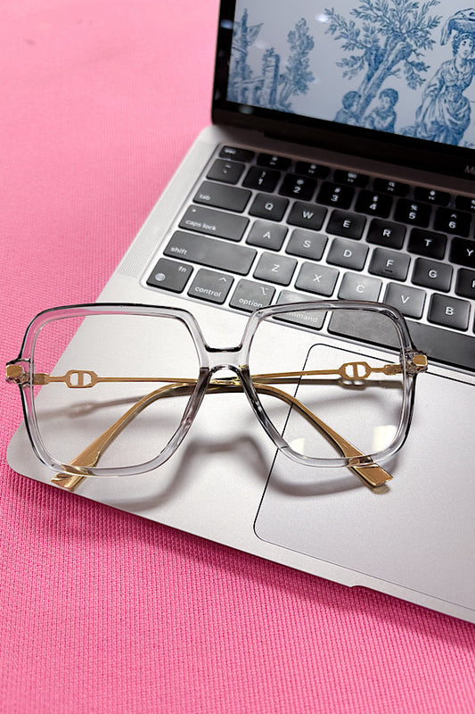 Natalie Clear Gray Square Blue Light Glasses