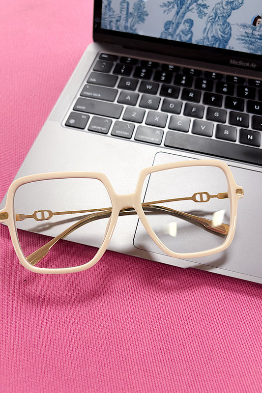 PREORDER Natalie Beige Square Blue Light Glasses