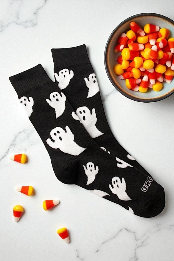 PREORDER Black Halloween Ghost Socks