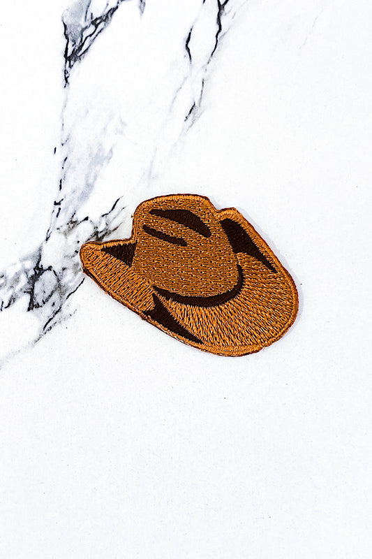 Brown Western Hat Embroidered Patch