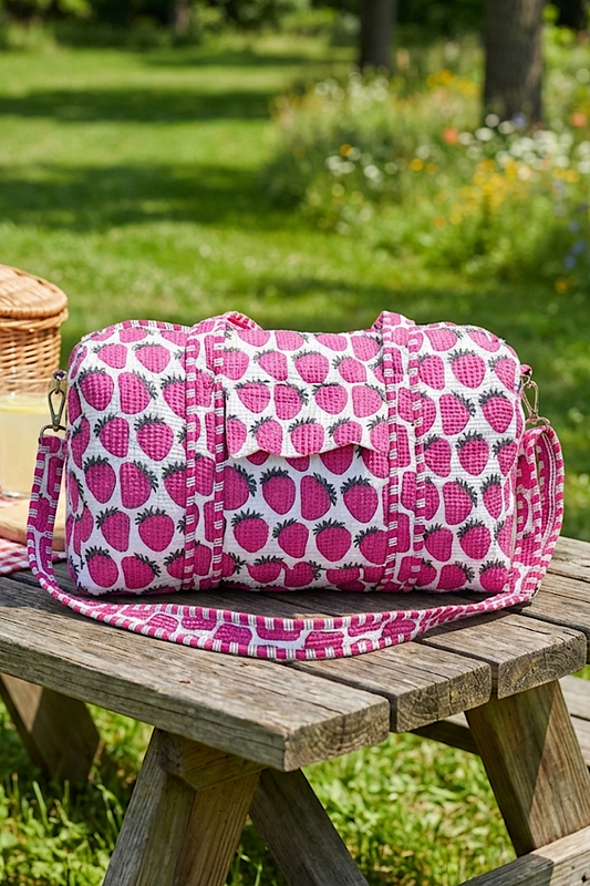Addison Strawberry Print Duffel Bag
