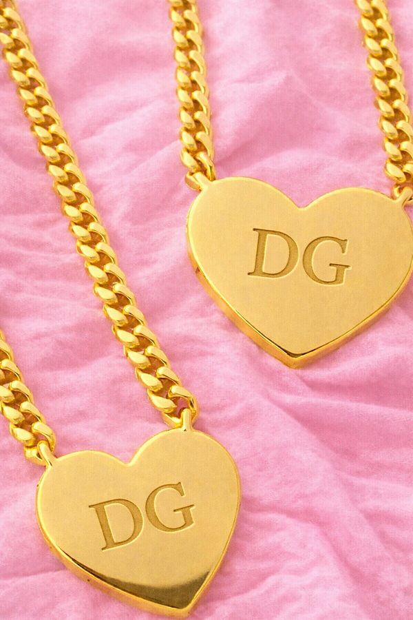 PREORDER Delta Gamma Engraved Gold Heart Necklace
