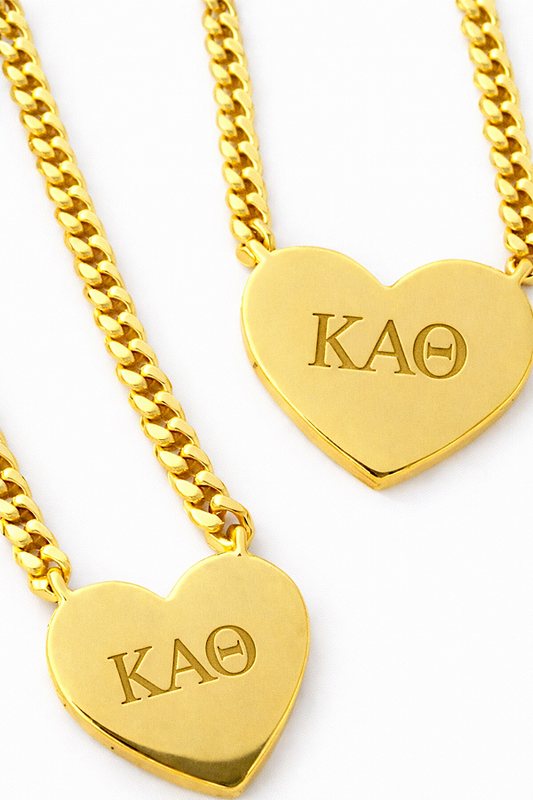 PREORDER Kappa Alpha Theta Engraved Gold Heart Necklace