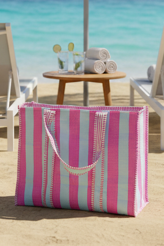 PREORDER Reef Pink and Blue Striped Tote Bag