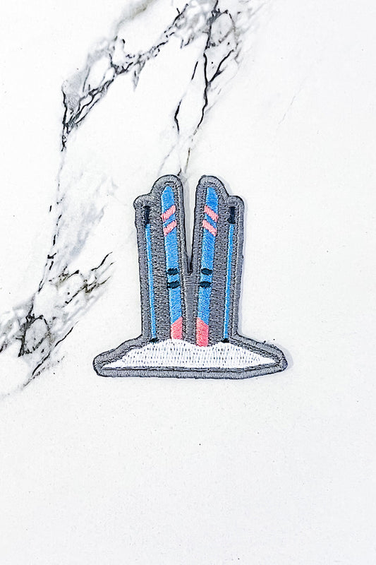 Skis in Snow Embroidered Patch