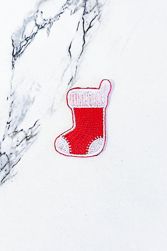 Red Stocking Embroidered Patch