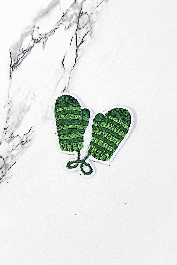 Green Mittens Embroidered Patch