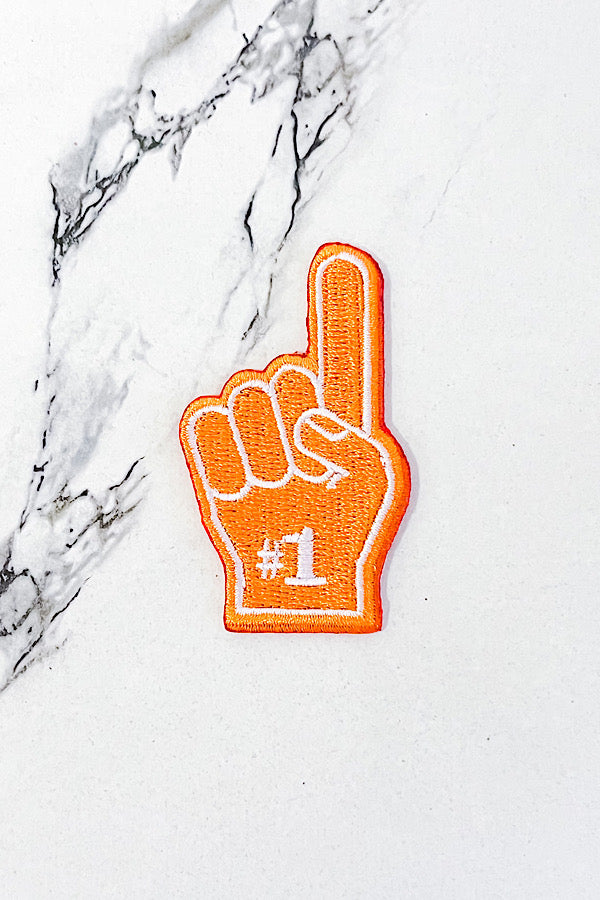 Orange Foam Finger Embroidered Patch