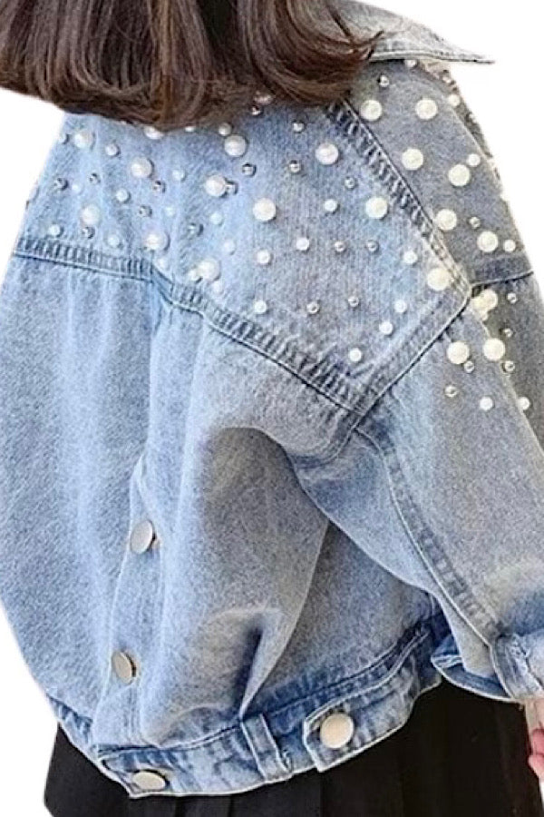 PREORDER Kids Pearl Studded Denim Jacket