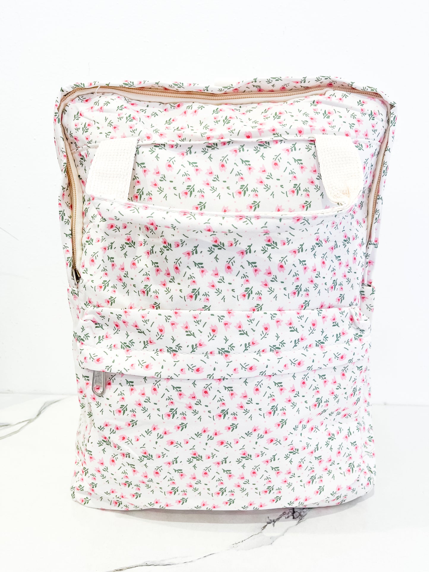 Tulip Floral Print Canvas Backpack