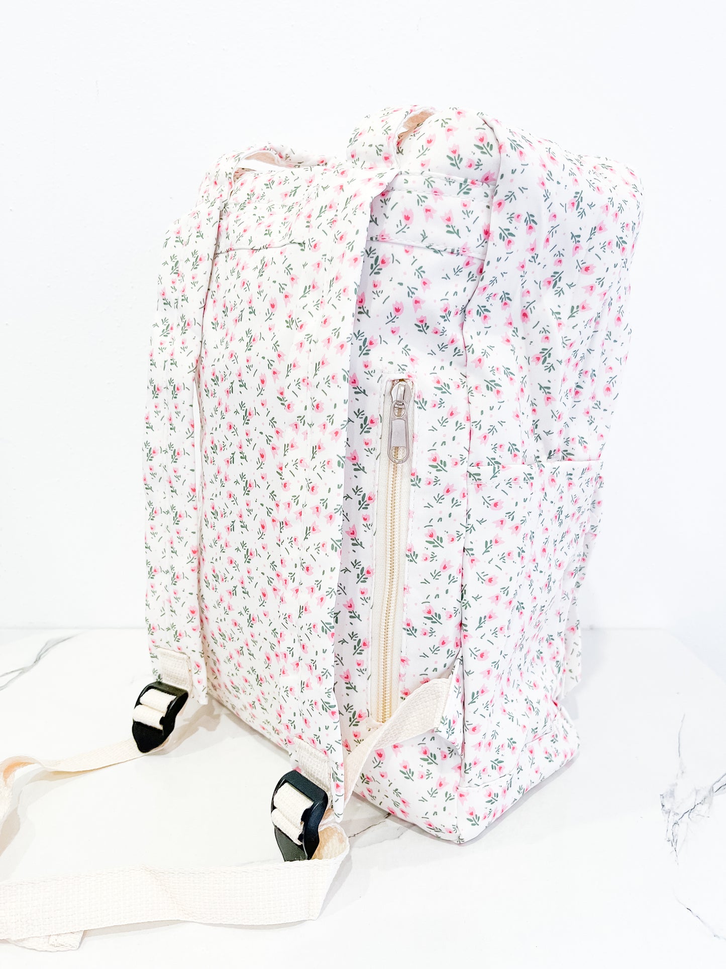 Tulip Floral Print Canvas Backpack