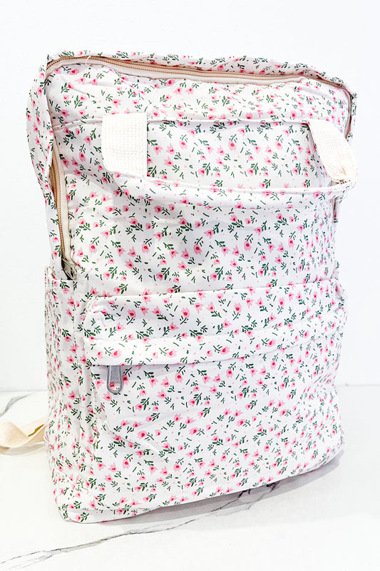 Tulip Floral Print Canvas Backpack