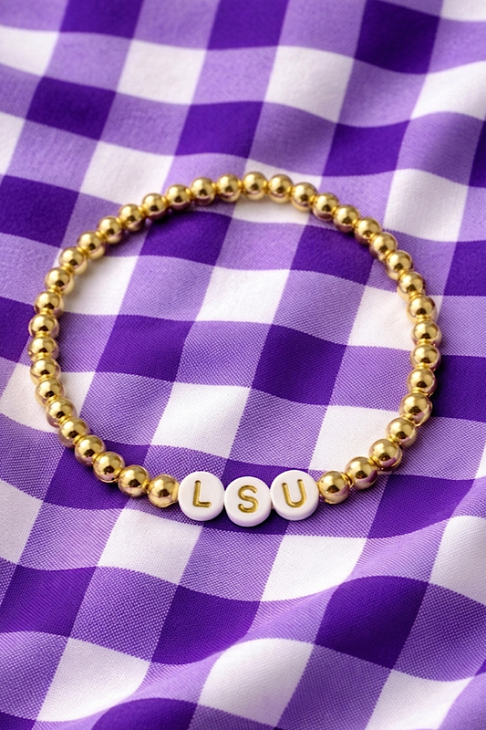 LSU Gold Beaded Bracelet PREORDER