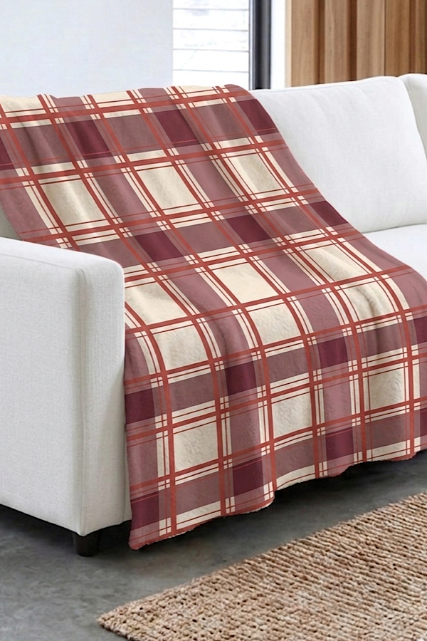 Amber Glow Brown Plaid Blanket PREORDER
