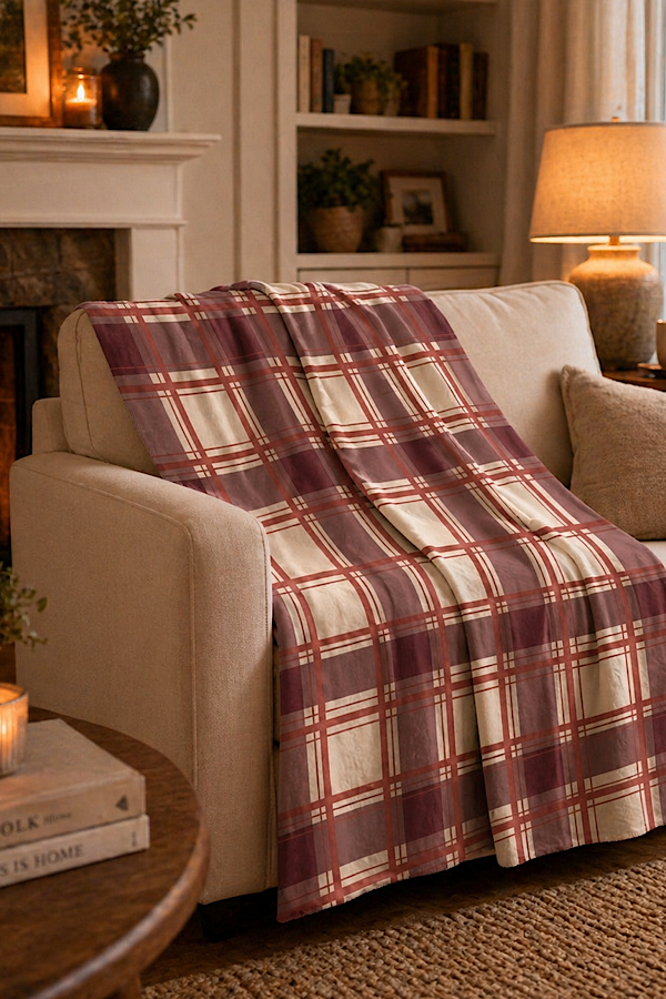 Amber Glow Brown Plaid Blanket PREORDER
