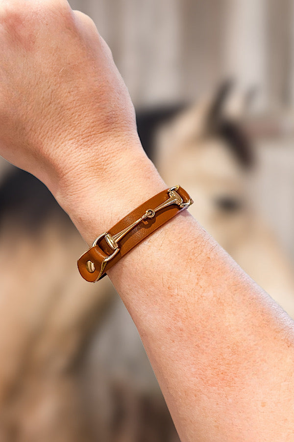 Brown Equestrian Style Leather Bracelet