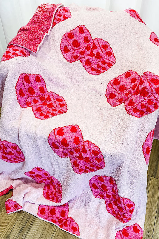 Pink Heart Dice Luxury Blanket