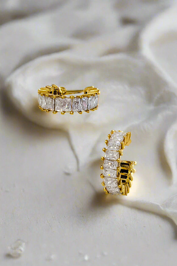 Natural Elements Gold Crystal Hoop Earrings