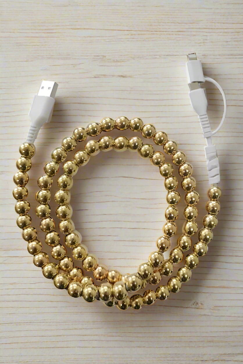 PREORDER Gold Beaded Cord Phone Charger