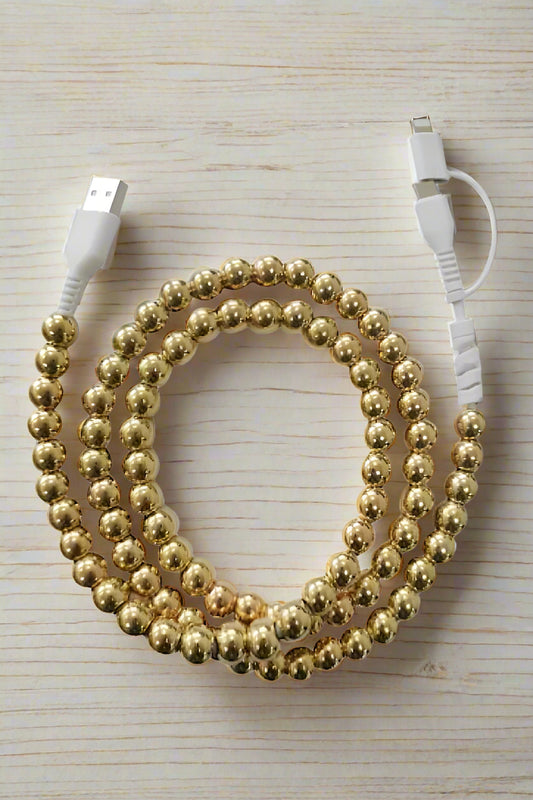 PREORDER Gold Beaded Cord Phone Charger