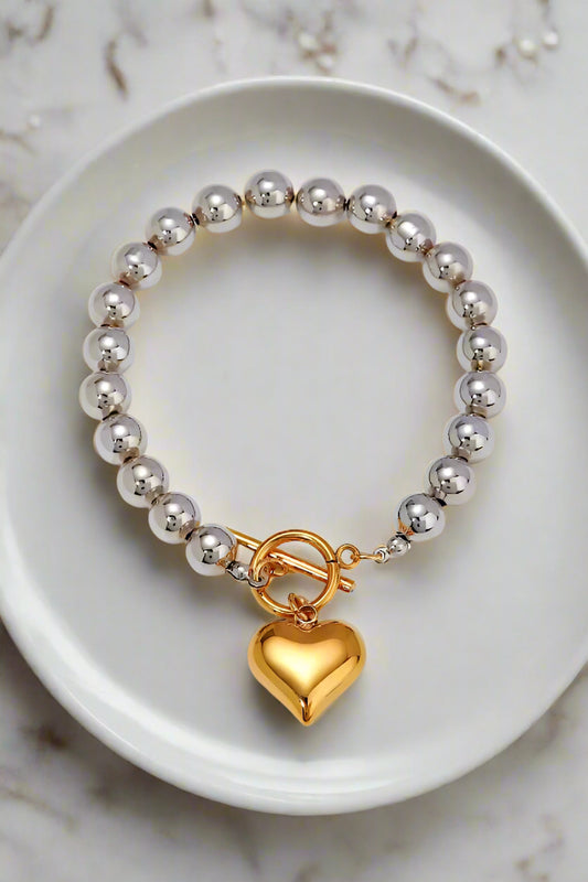 PREORDER Izzie Mixed Metal Heart Bracelet