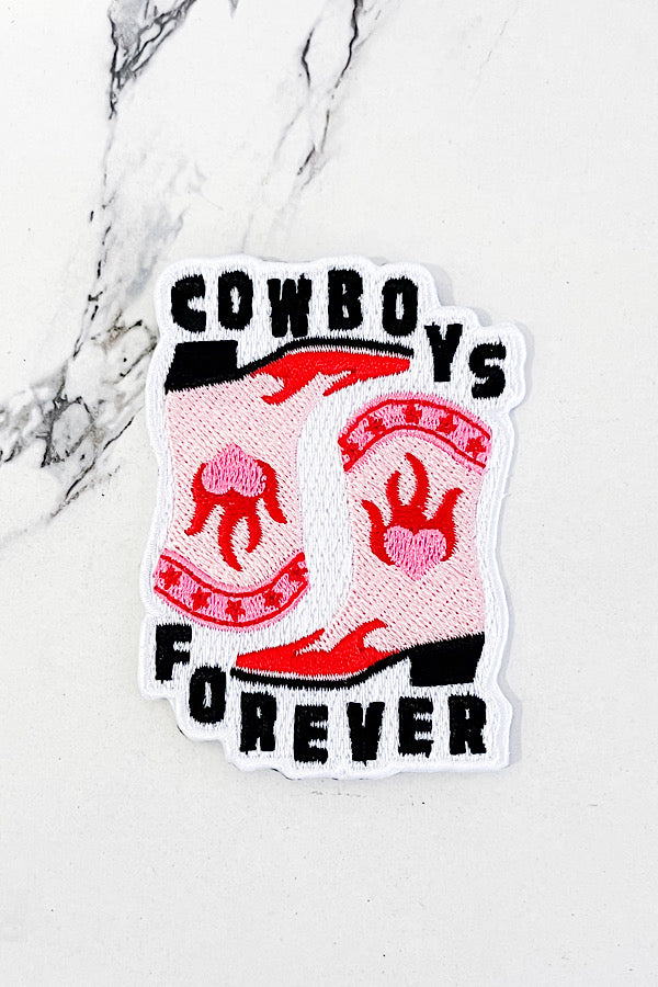 Pink Black Cowboys Forever Embroidered Patch