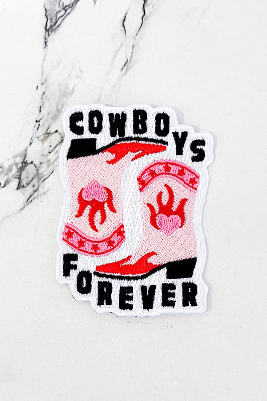 Pink Black Cowboys Forever Embroidered Patch