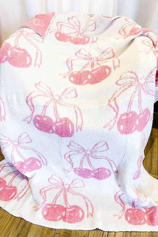 Pink Cherries Luxury Blanket