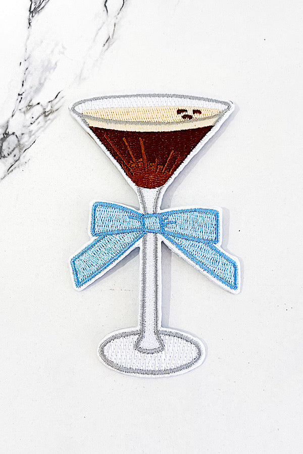 Espresso Martini Blue Ribbon Embroidered Patch