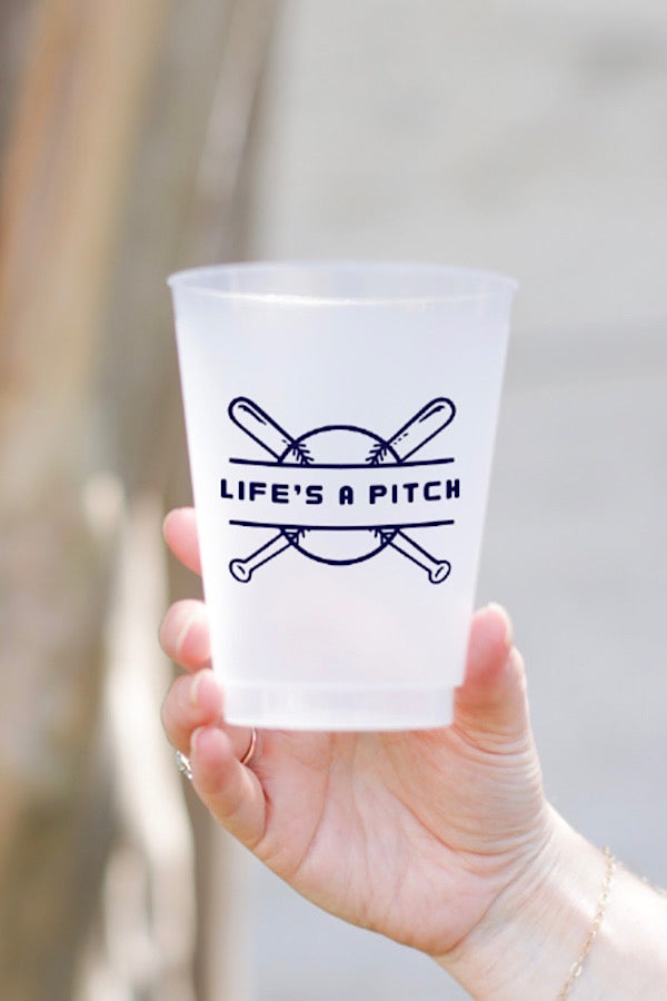 16oz Life's a Pitch Baseball Flex Cup