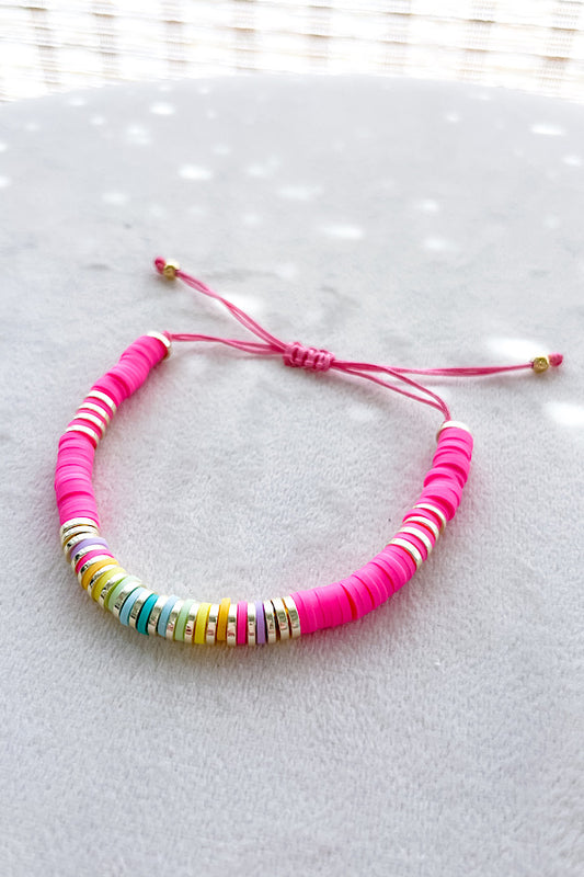 Lainey Hot Pink Colorful Beaded Bracelet