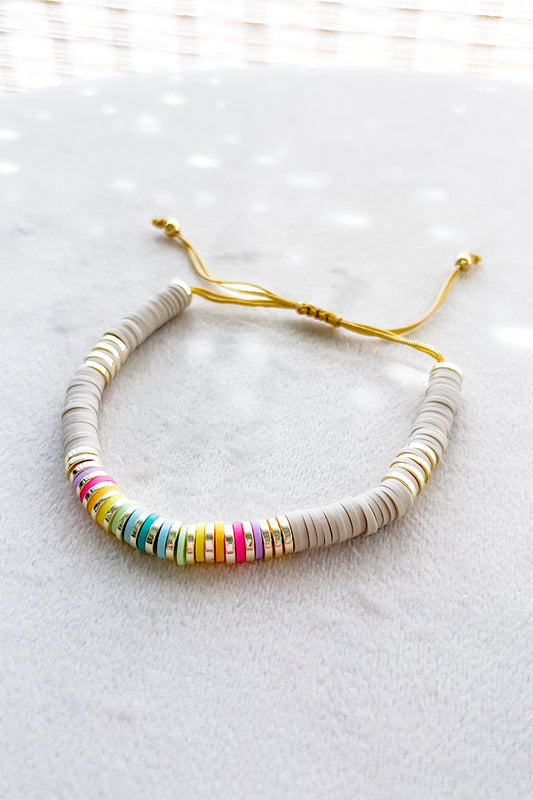 Lainey Beige Colorful Beaded Bracelet
