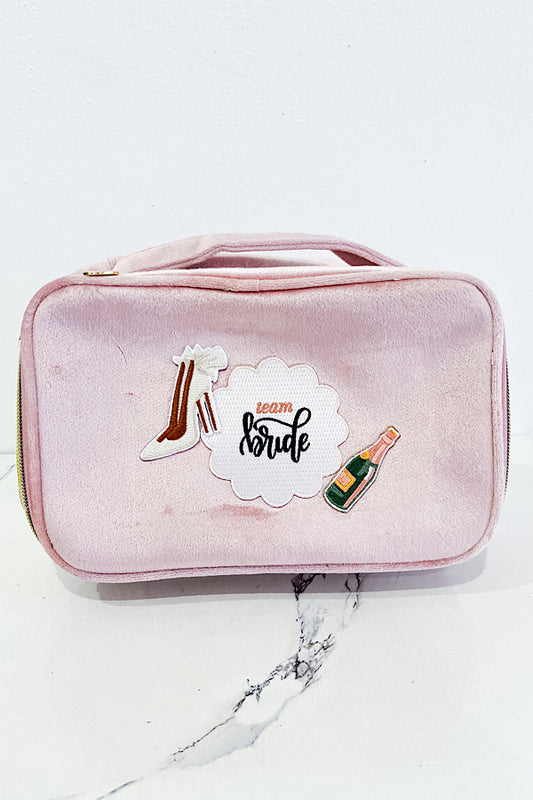 Team Bride Pink Velvet Make Up Bag