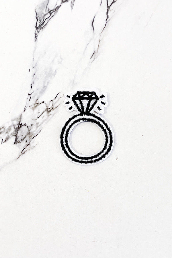 Black White Diamond Ring Embroidered Patch