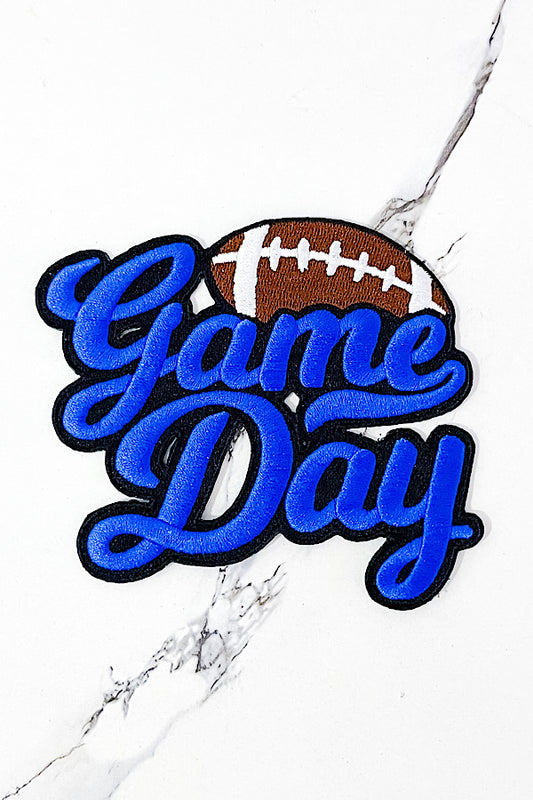 Blue Script Game Day Embroidered Patch