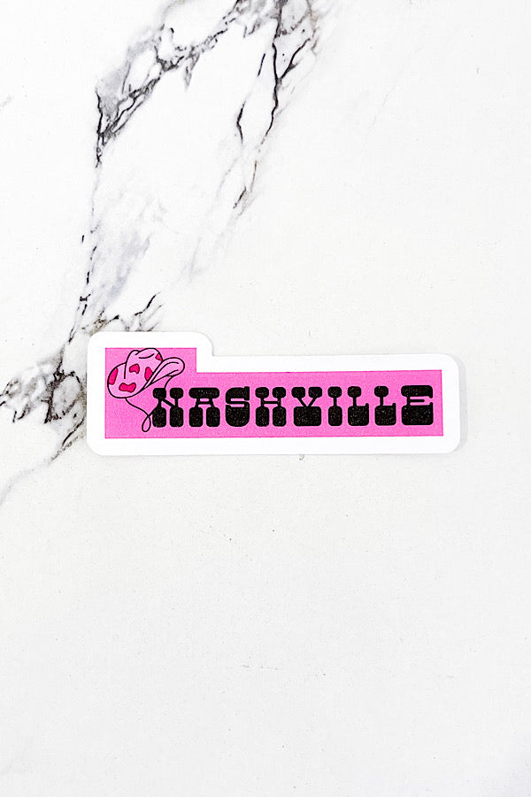 Nashville Pink Cow Print Hat Sticker