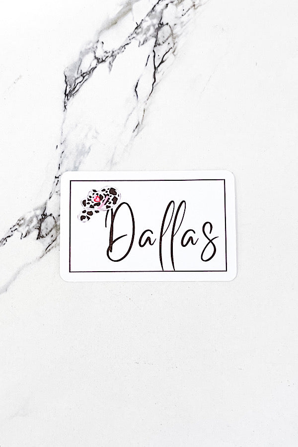 Dallas Cow Print Hat Sticker