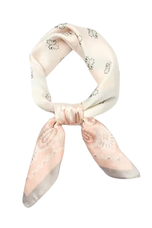 Pale Pink & Cream Satin Bandana Scarf