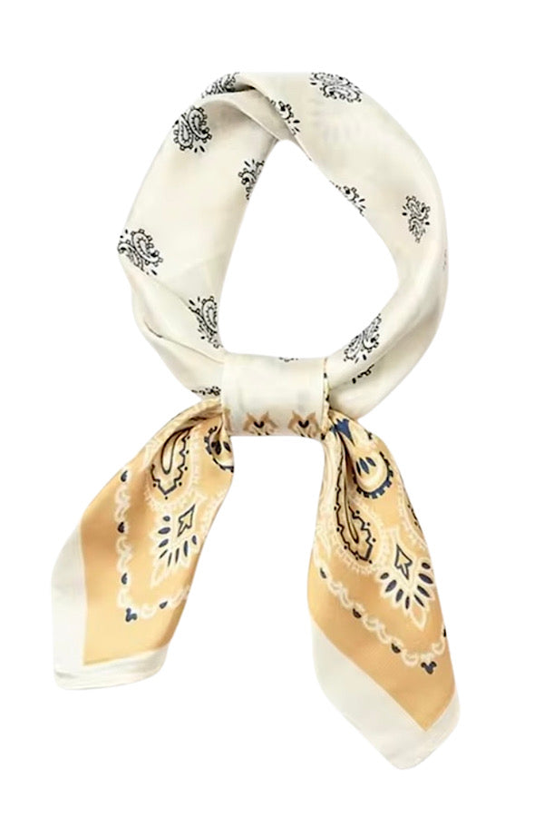 Yellow & Cream Satin Bandana Scarf