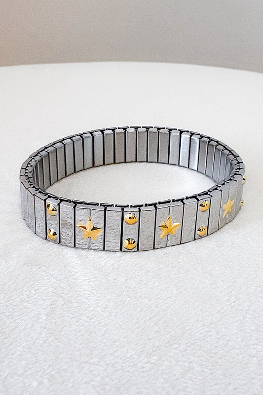 Harrison Silver Bracelet with Gold Stars