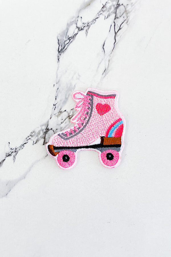 Pink Roller Skate Embroidered Patch