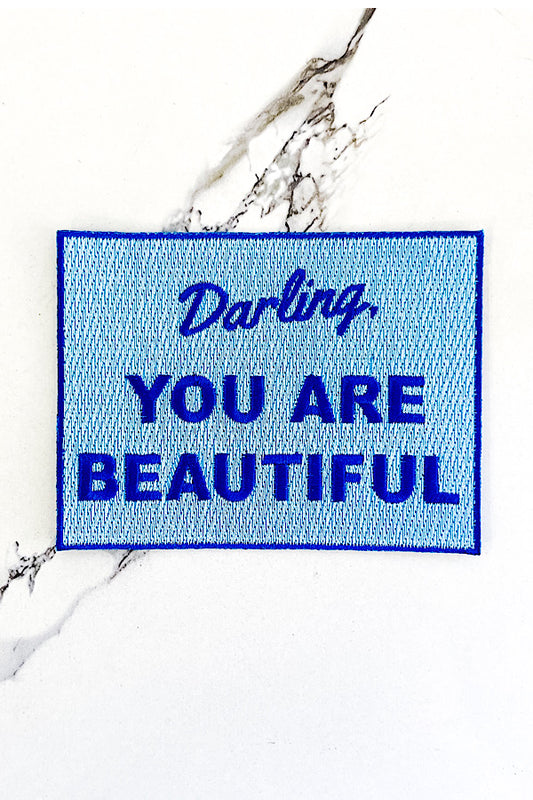 Blue You Are Beautiful Embroidered Patch