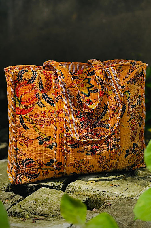 PREORDER Bianca Orange Velvet Floral Tote Bag