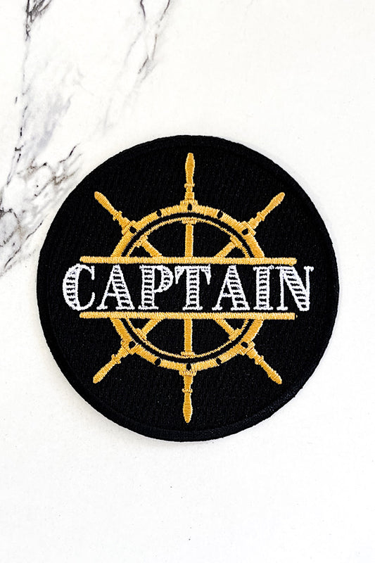 Black Gold Captain Wheel Embroidered Patch