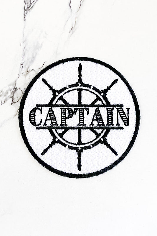 B&W Captain Wheel Embroidered Patch