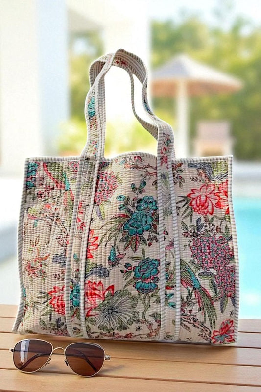 PREORDER Valentin Beige Floral Tote Bag