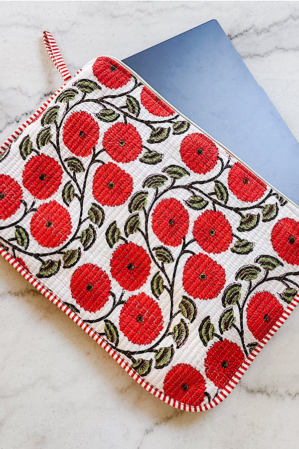 Waylon Orange Floral Print Laptop Sleeve