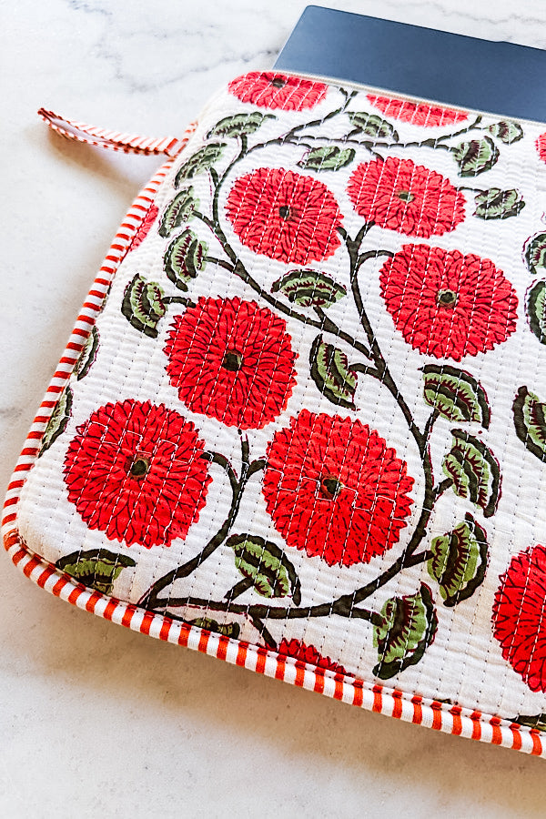 Waylon Orange Floral Print Laptop Sleeve